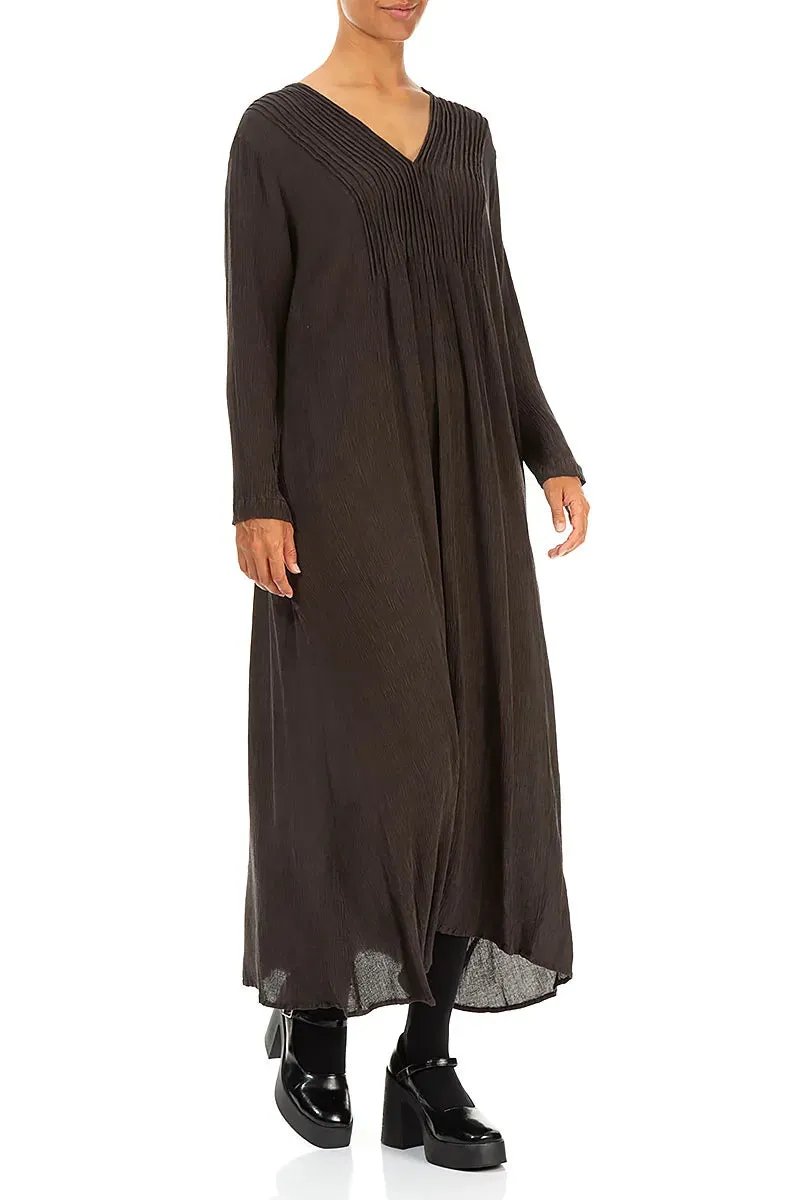 casual sneakers Rustic Ease Romantic Forest Brown Silk Viscose Dress