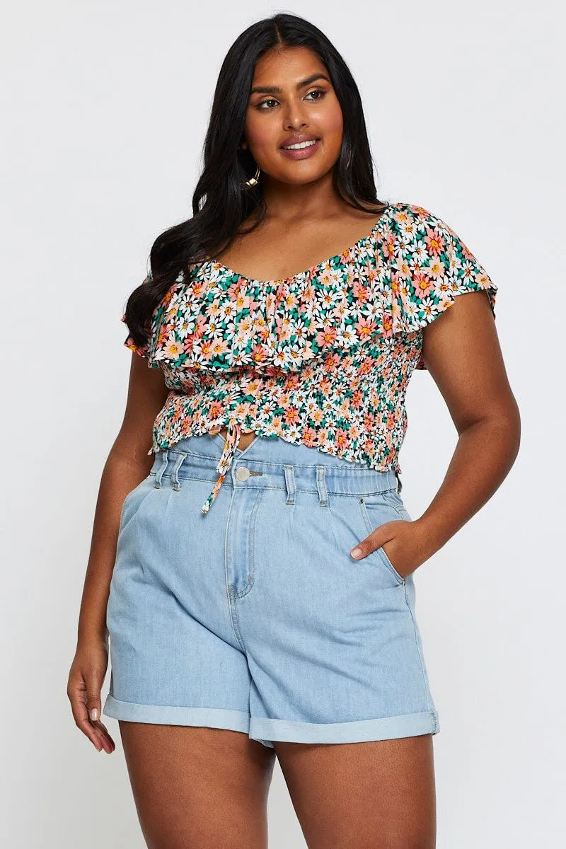 Still Glow Evening Chic Blue Denim Shorts High Rise Relaxed