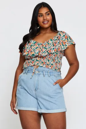 Still Glow Evening Chic Blue Denim Shorts High Rise Relaxed