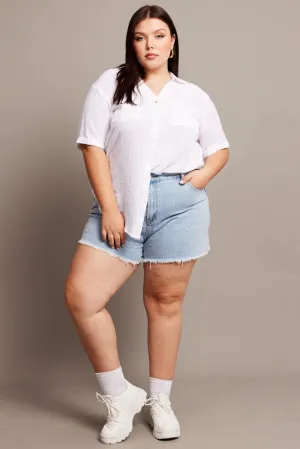 Denim Relaxed Shorts High Rise Travel Light