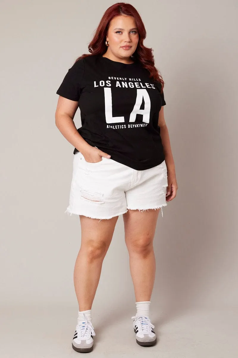Casual Fashion Casual Layers Black Graphic T-shirt Short Sleeve Crew Neck