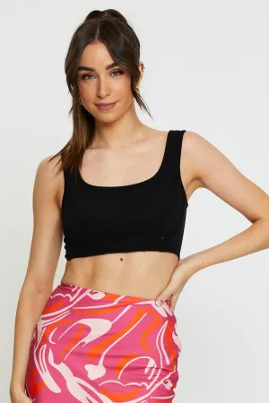 StainResistant Fabric ShrinkResistant Black Crop Tank Top Sleeveless Round Neck Seamless