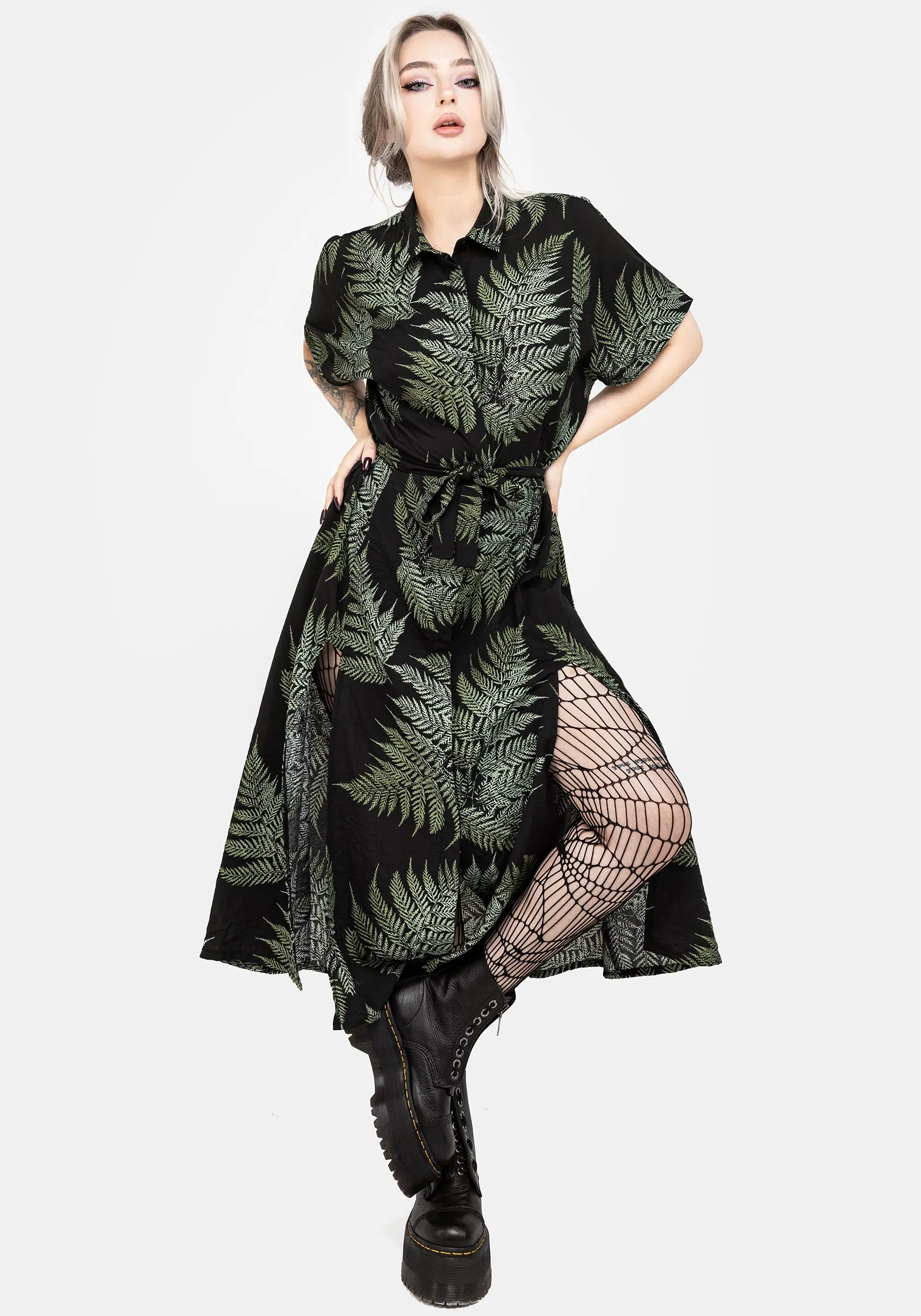 Wind Song Poetic Mood Fern Midi Shirt Dress