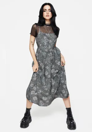 Perfect outdoor event dress Galaxy Glow Meadow Floral Serpent Print Cami Midi Dress