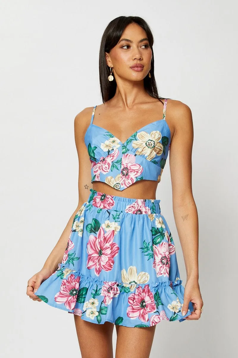 Print Skater Mini Skirt Non Restrictive