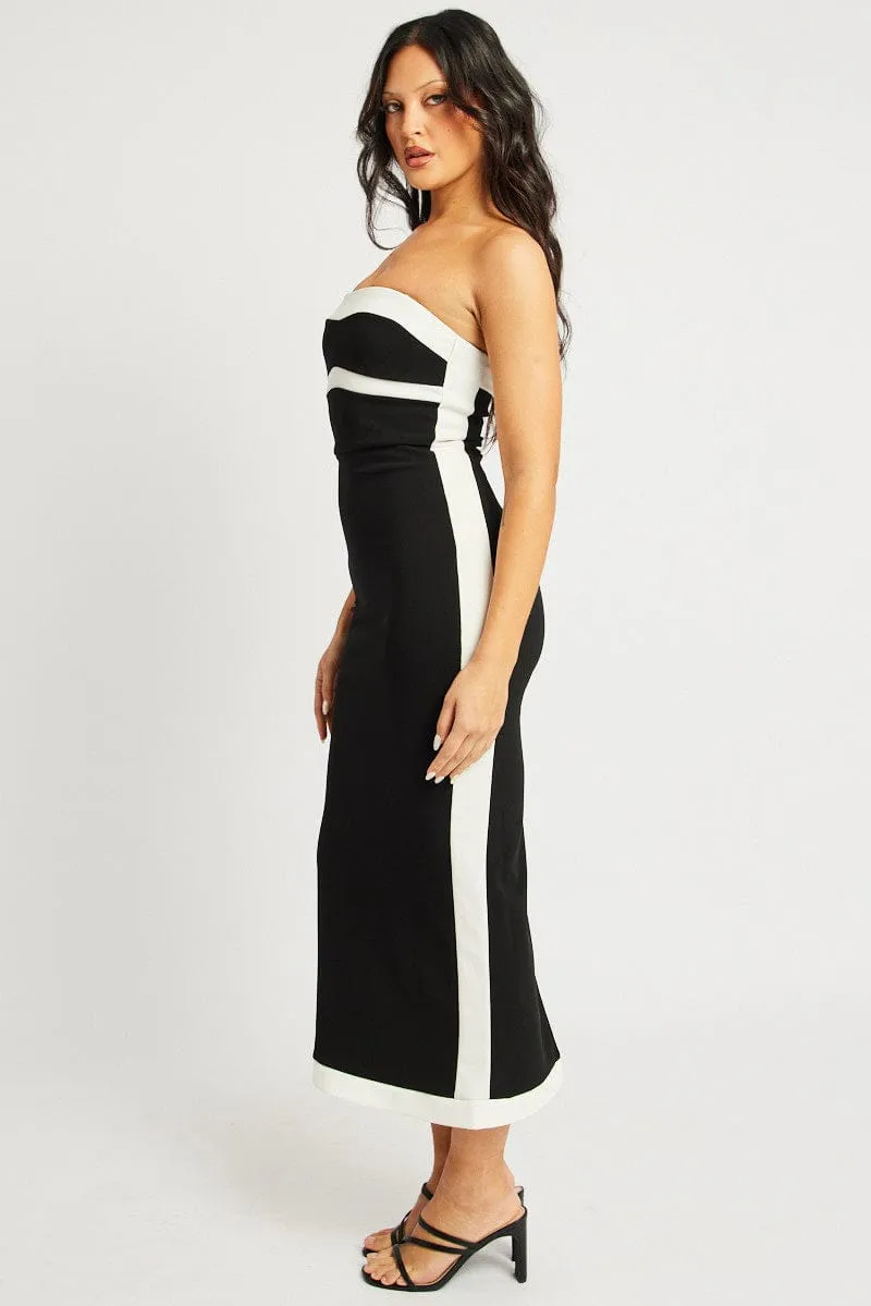 Black Bodycon Dress Colorblock Lightweight Material SustainableCertified