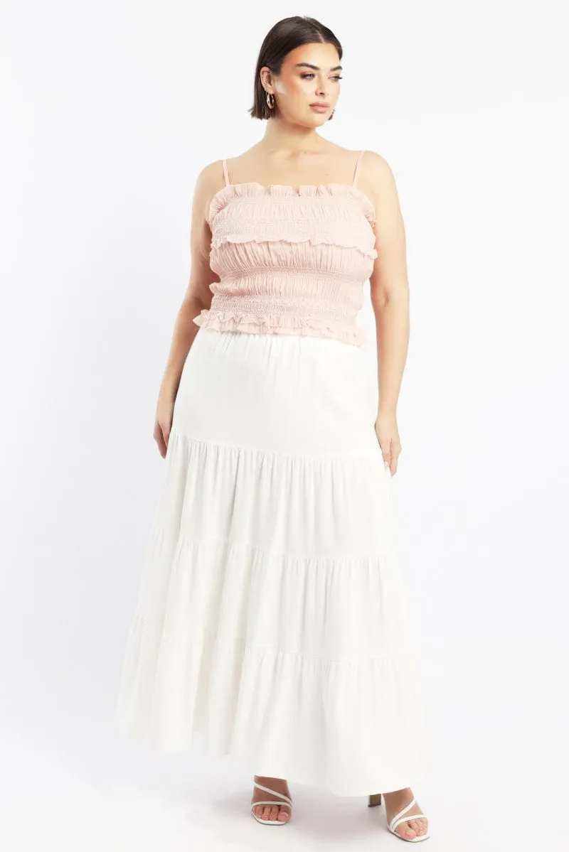 Pink Crop Top Sleeveless Ruched Sequin Pleat Sleek Style Fast Fit