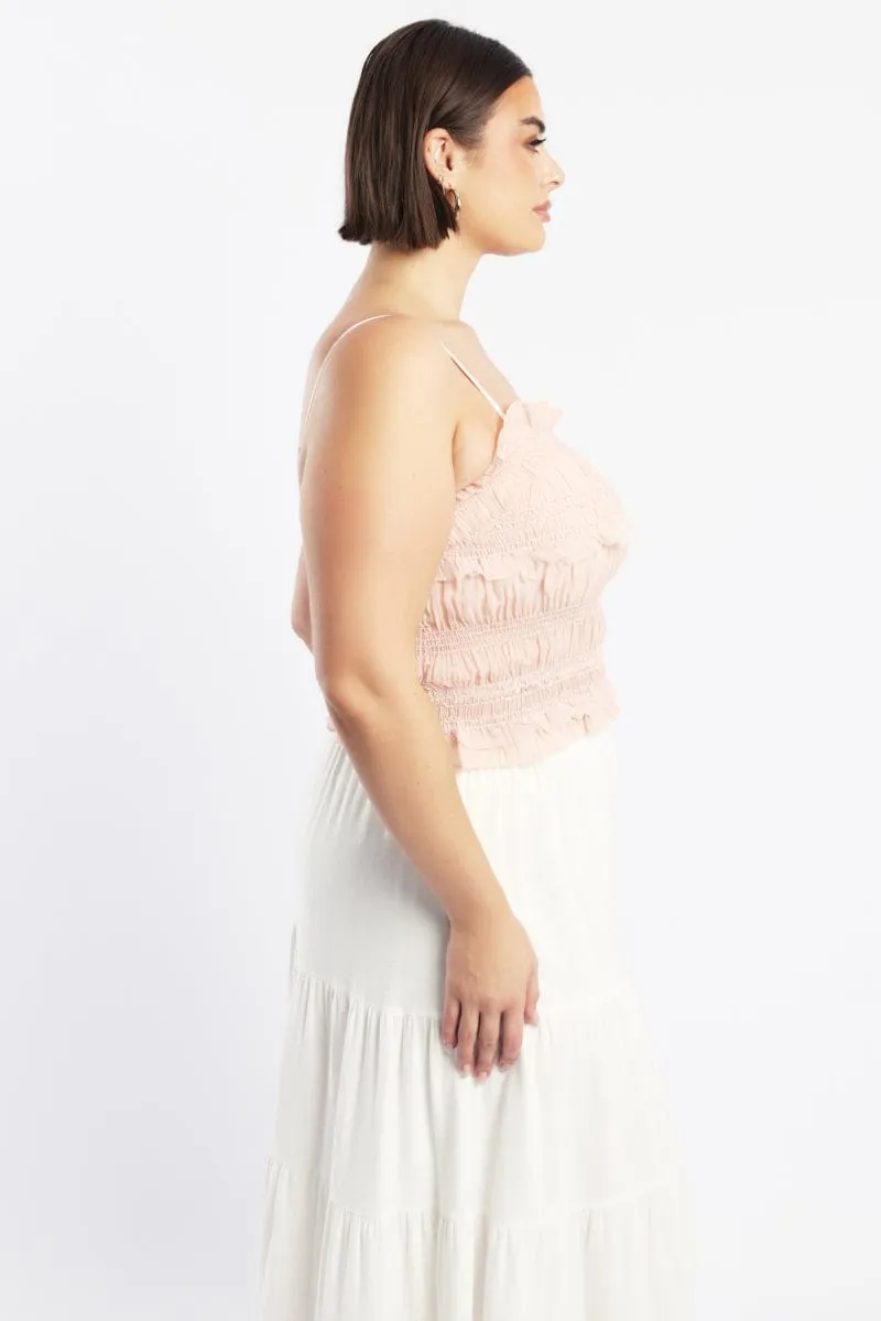 Pink Crop Top Sleeveless Ruched Sequin Pleat Air Move Trust Glow