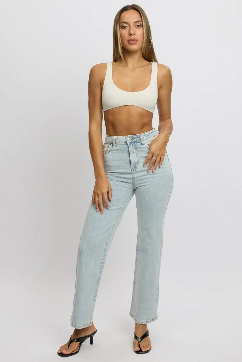 Strong Glow Layered Look White Bralette Seamless Cropped