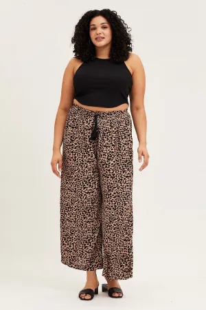Convertible legs anti slip grip Animal Print High Rise Wide Leg Pants