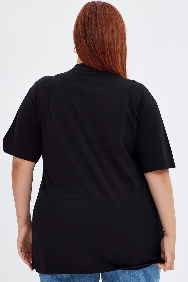 Comfy and Soft Black Short Sleeve Oversized Stripe Desert T-shirt