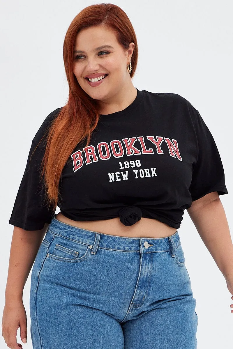 Fit For Movement Black Short Sleeve Oversized Stripe Desert T-shirt