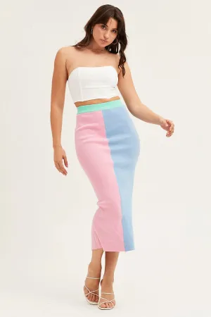 Limited Quantity Multi Color Block Knit Midi Skirt