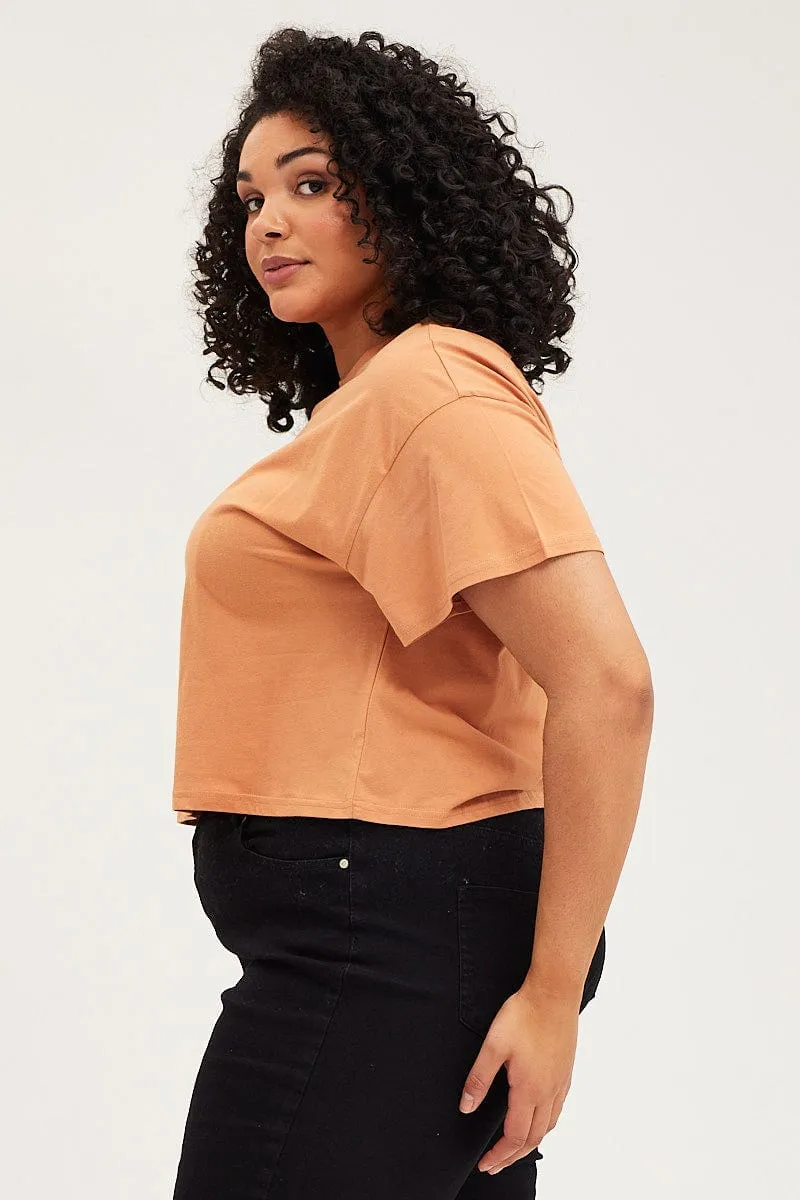 Classic Outfit Style Low Environmental Impact Beige Crop T-shirt Portland Embroidered Cotton Semi