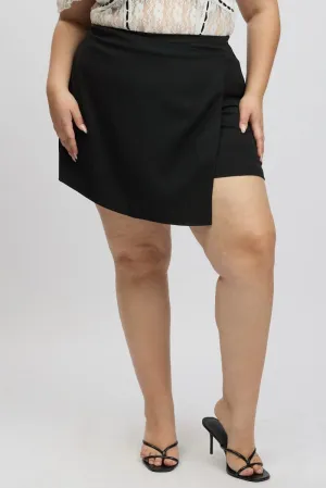 Basic Layers Black Wrapover Mini Skirt Skorts