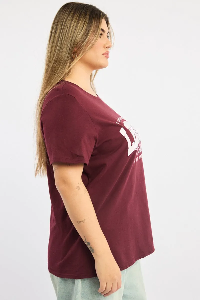 discount offer Red Graphic T-shirt Short Sleeve Crew Neck