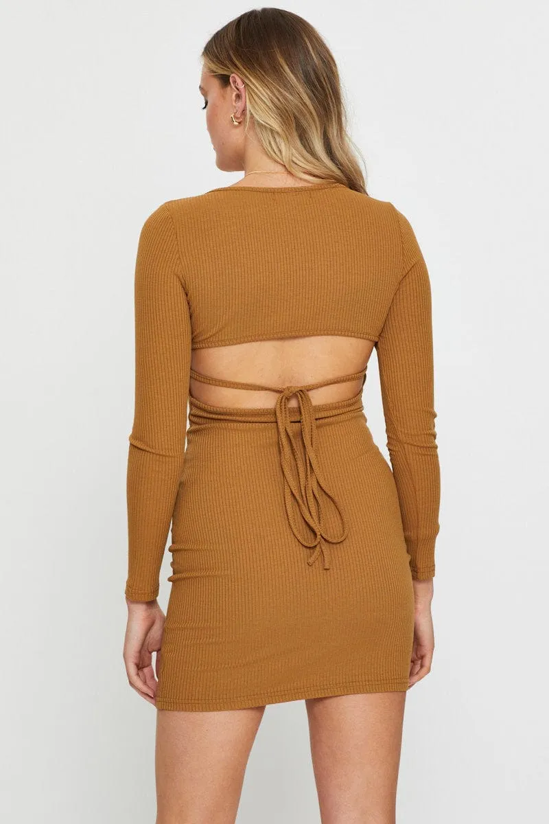 Brown Bodycon Dress Mini Trend Light