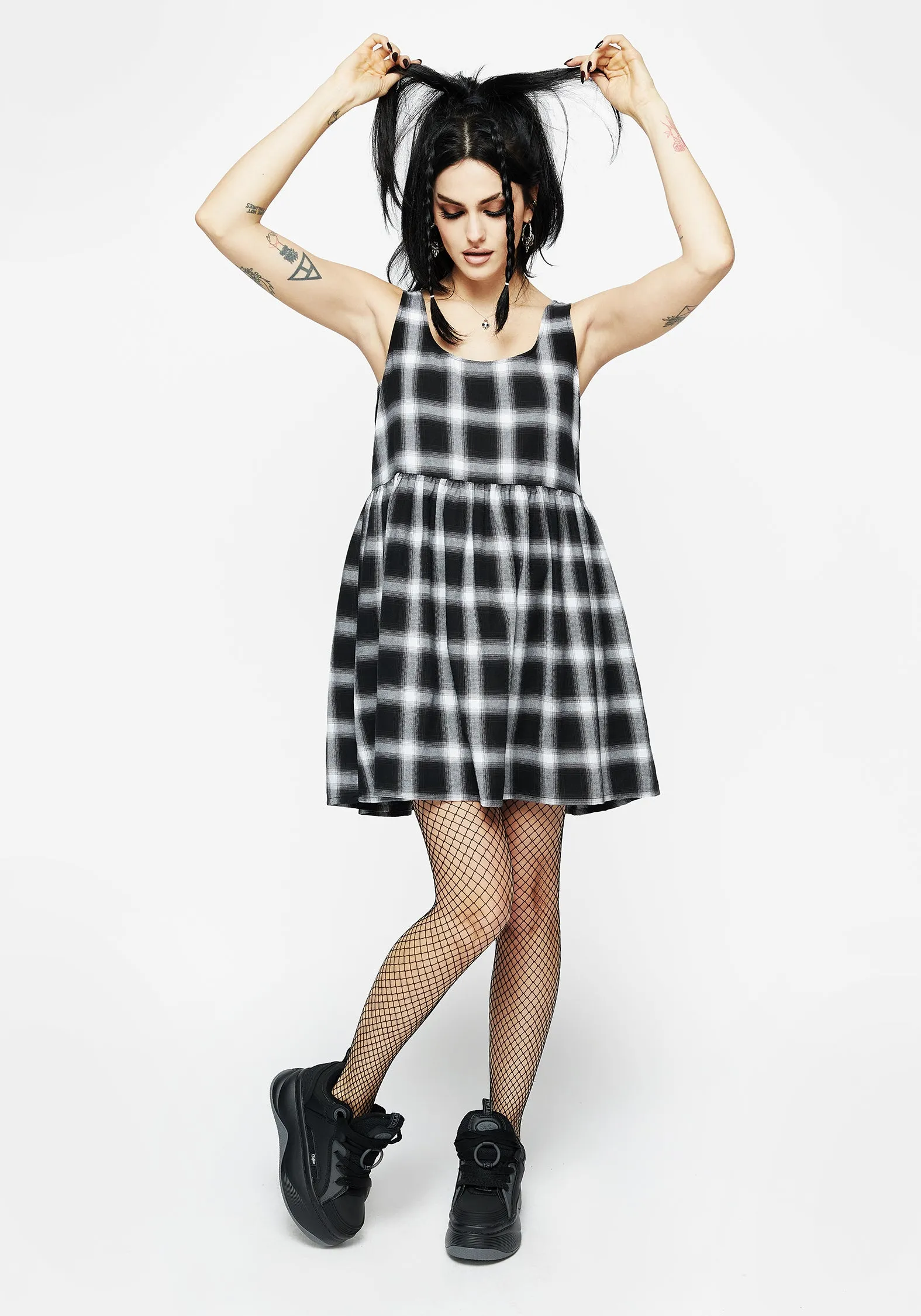 Floral design Singles Plaid Dress