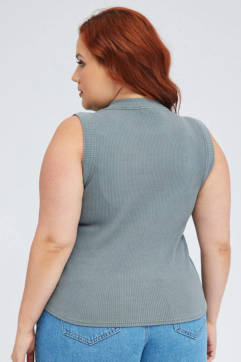 Party Guest Country Core Grey Tank Top Sleeveless Crew Neck