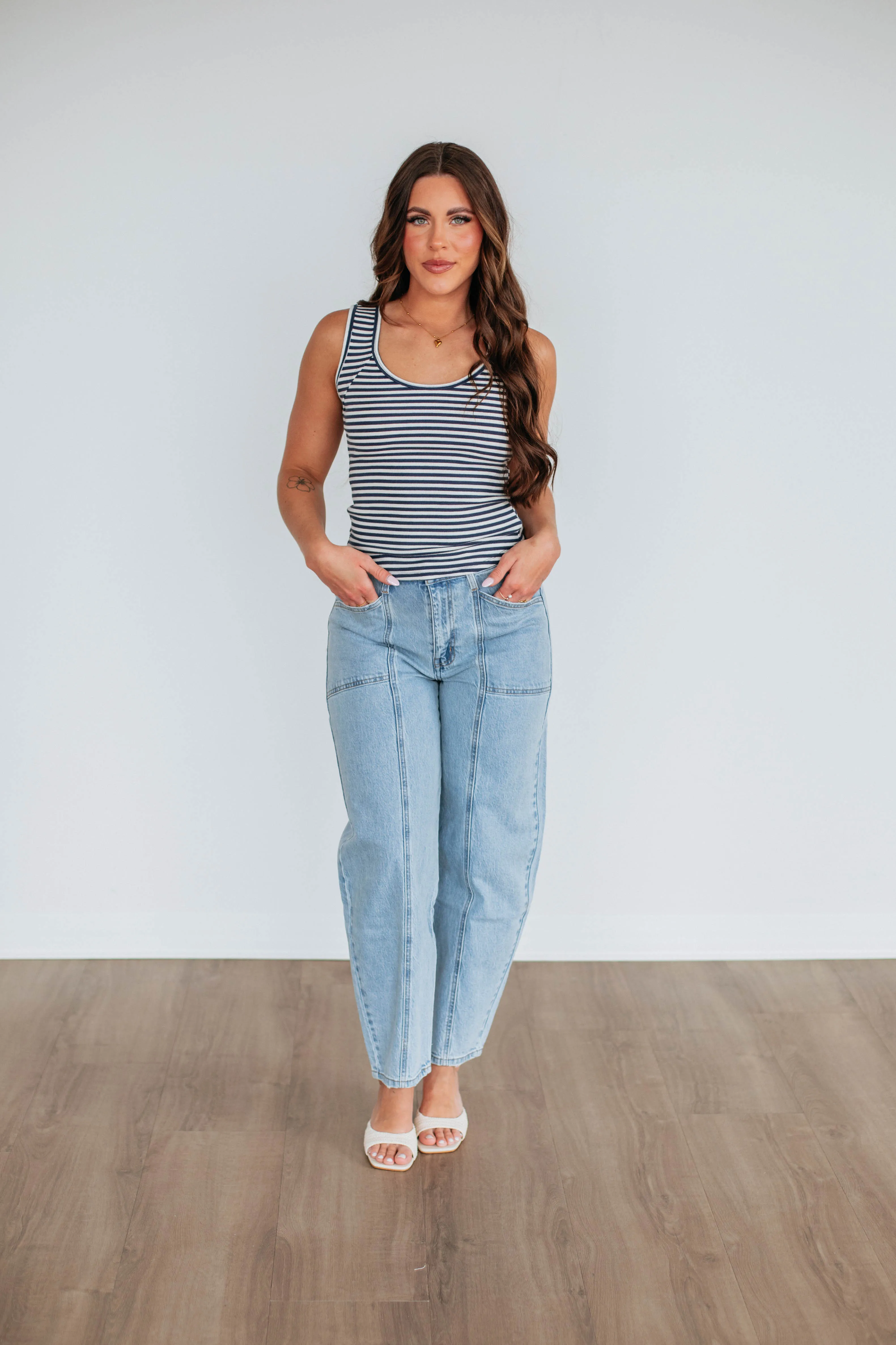 Theo Striped Tank - Navy Mix Urban Flexible High End