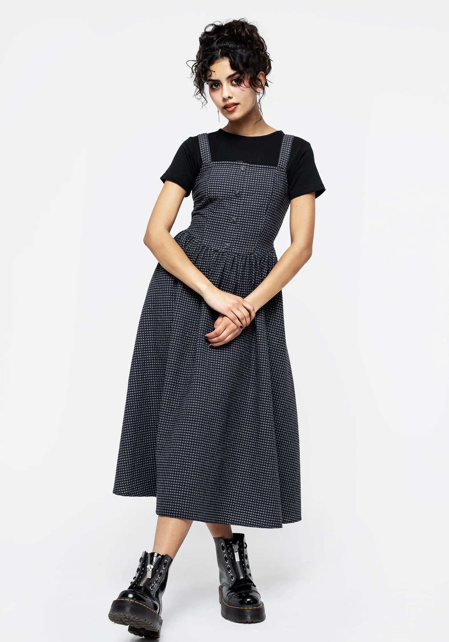 Faythe Apron Midi Dress Chic Vibes