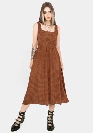 Sequin Glow Soleil Cotton-Blend Check Cami Midi Dress