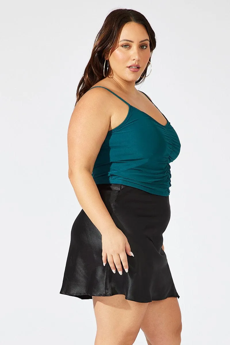 Black Lace Trim Satin Skirt Influencer Style Streetwear Look