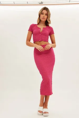 Pink Midi Skirt High Rise Pencil Maxi length Abrasion resistant