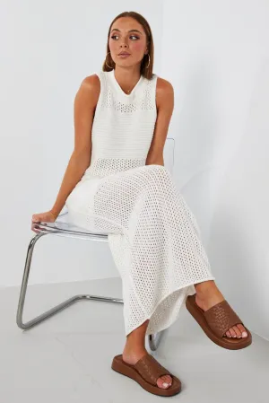 Classic Touch White Knit Skirt Midi Crochet