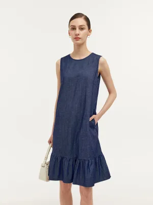 Lyocell Denim A-Line Women Midi Vest Dress Urban Grace