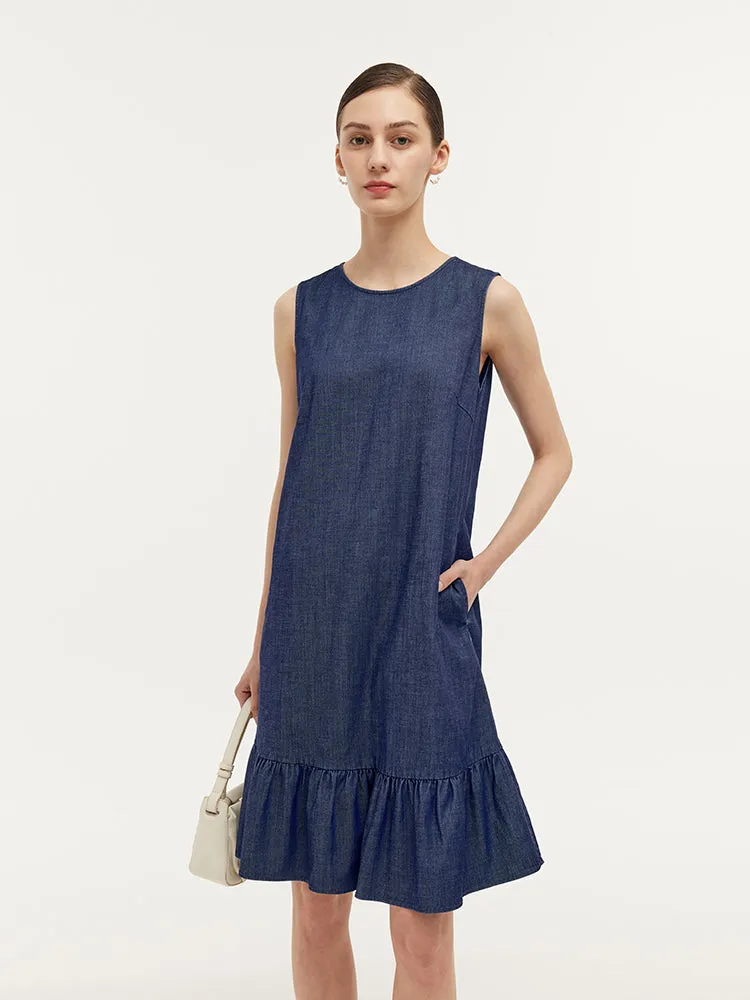 Lyocell Denim A-Line Women Midi Vest Dress Urban Grace