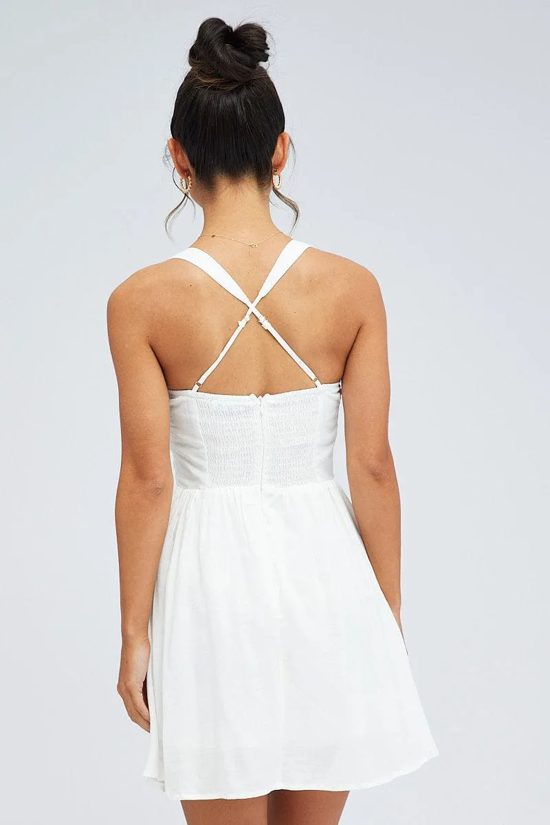 Craft Core White Fit And Flare Dress Corset Bust Mini