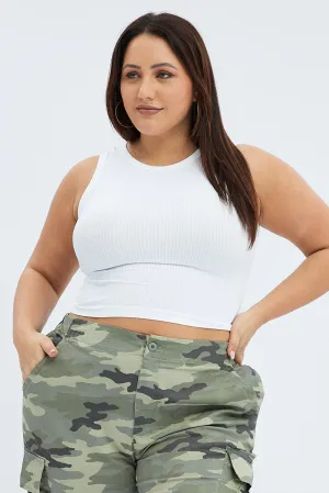 White Tank Top Sleeveless Crew Neck Seamless TemperatureRegulatingLining Tagless Design