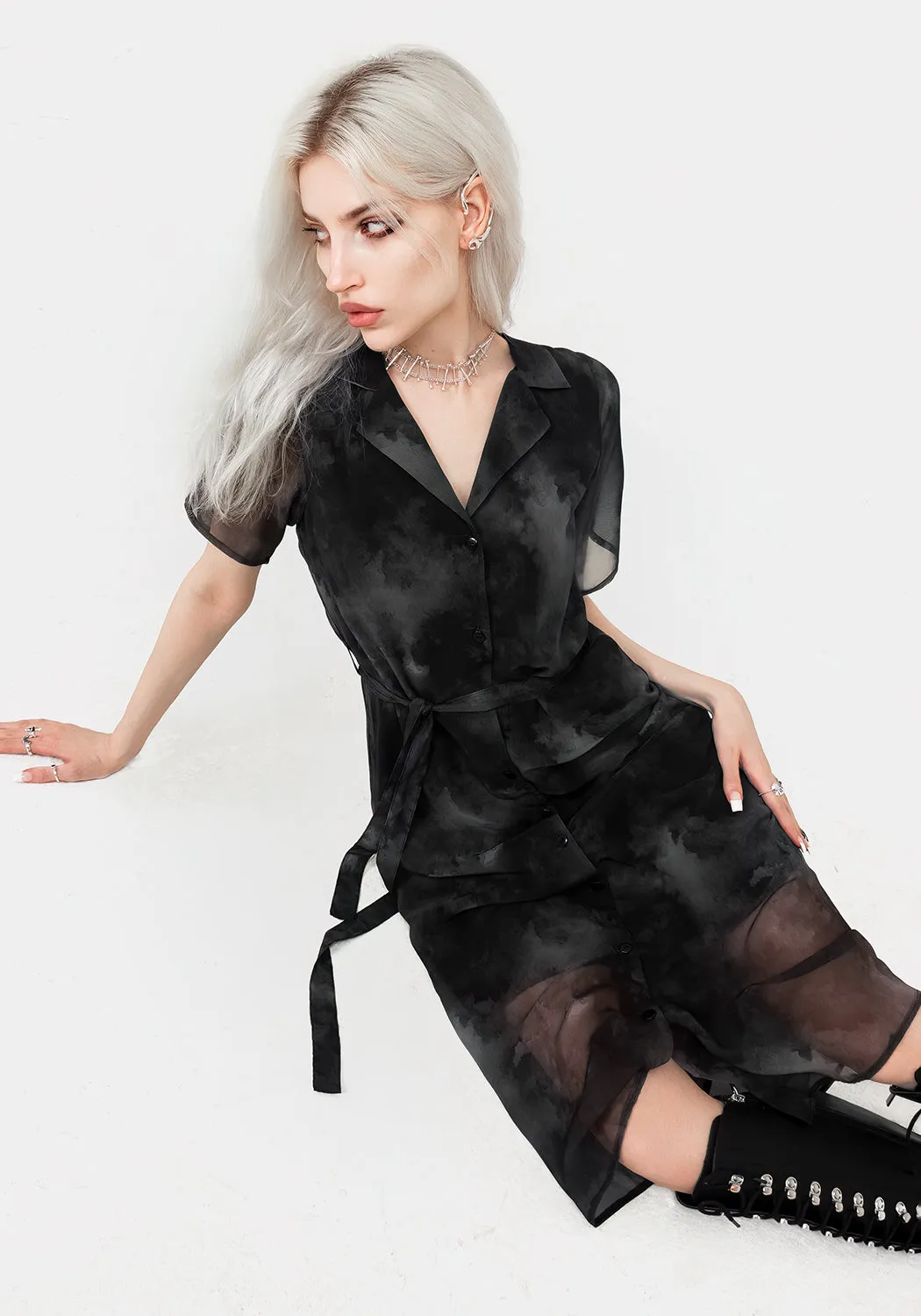 Tempest Midi Tie Waist Shirt Dress Grace Mood Bazaar Lane