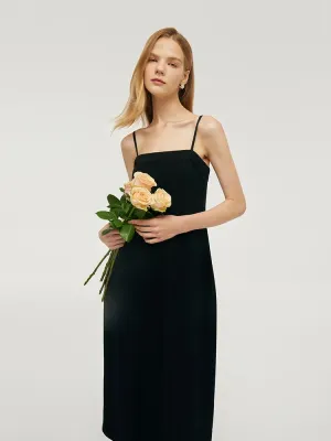 Feminine Elegance Women Knitted Detachable Spaghetti Strap Midi Dress