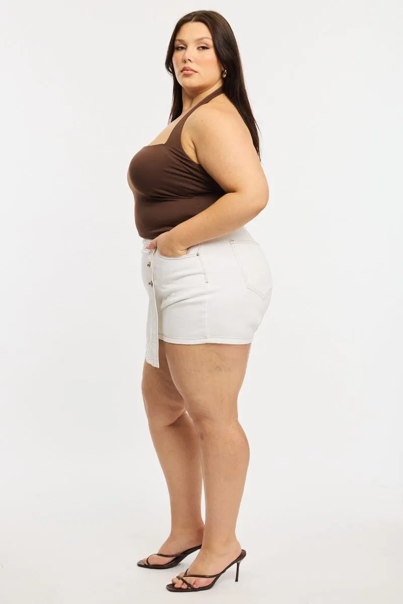 White Skorts Mid Rise Wrap Minimalist Chic Fashion Detail