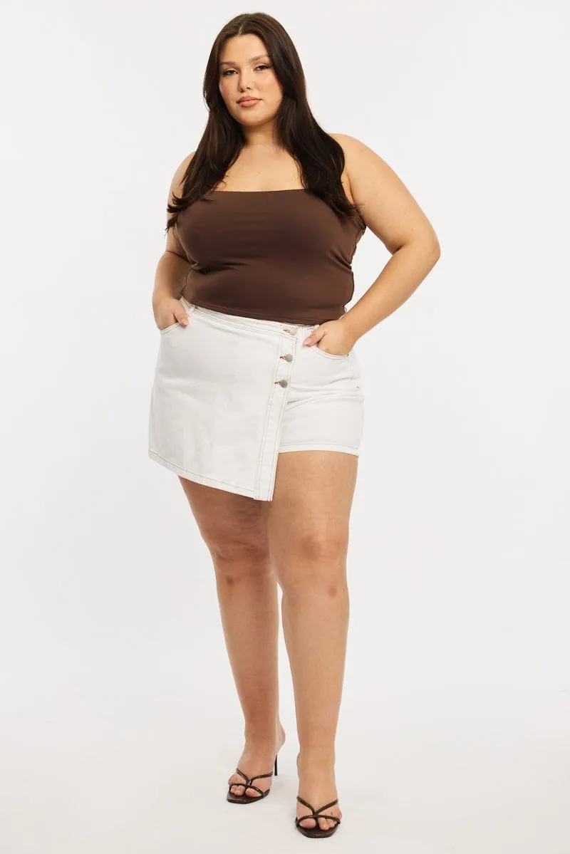 White Skorts Mid Rise Wrap Handmade Quality