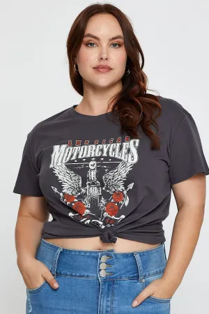 No Shrink Fabric Quick Wear Grey Graphic T-shirt Motorcycle Short Sleeve Cotton