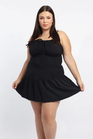 Black Bow Front Pleated Mini Dress Charming Fashion Fashion Essential
