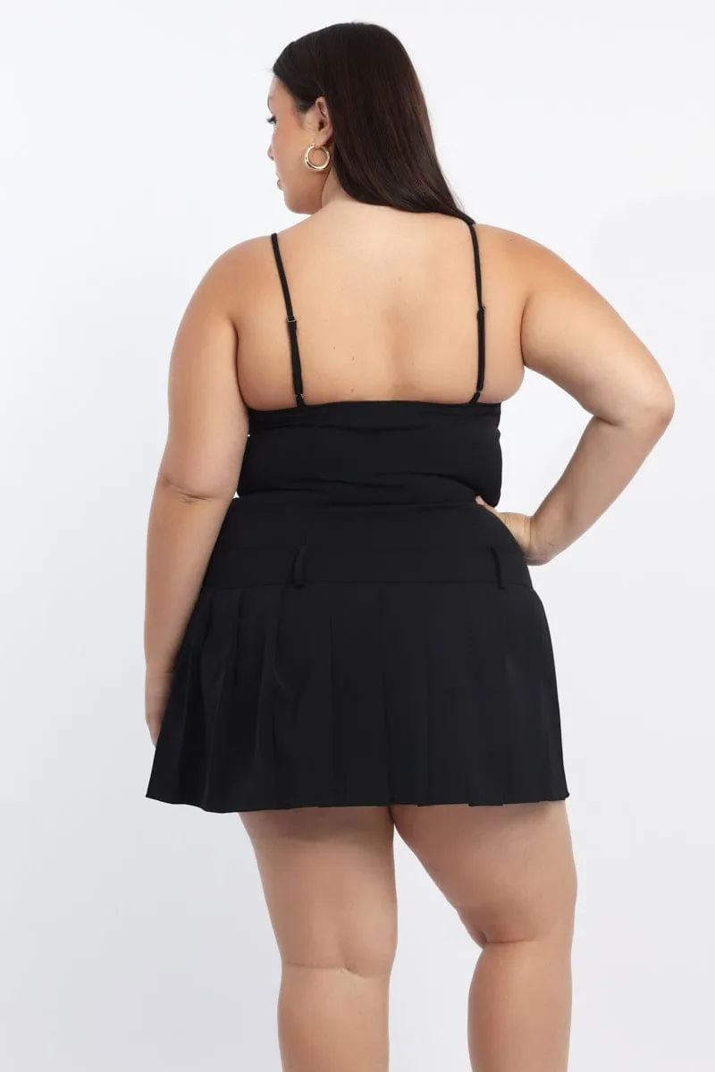 Black Bow Front Pleated Mini Dress Shake Ready Club Rush