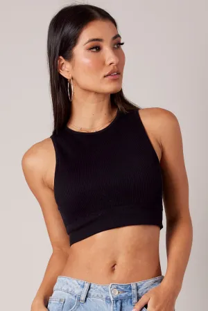Black Tank Top Crew Neck Seamless Camera Glow