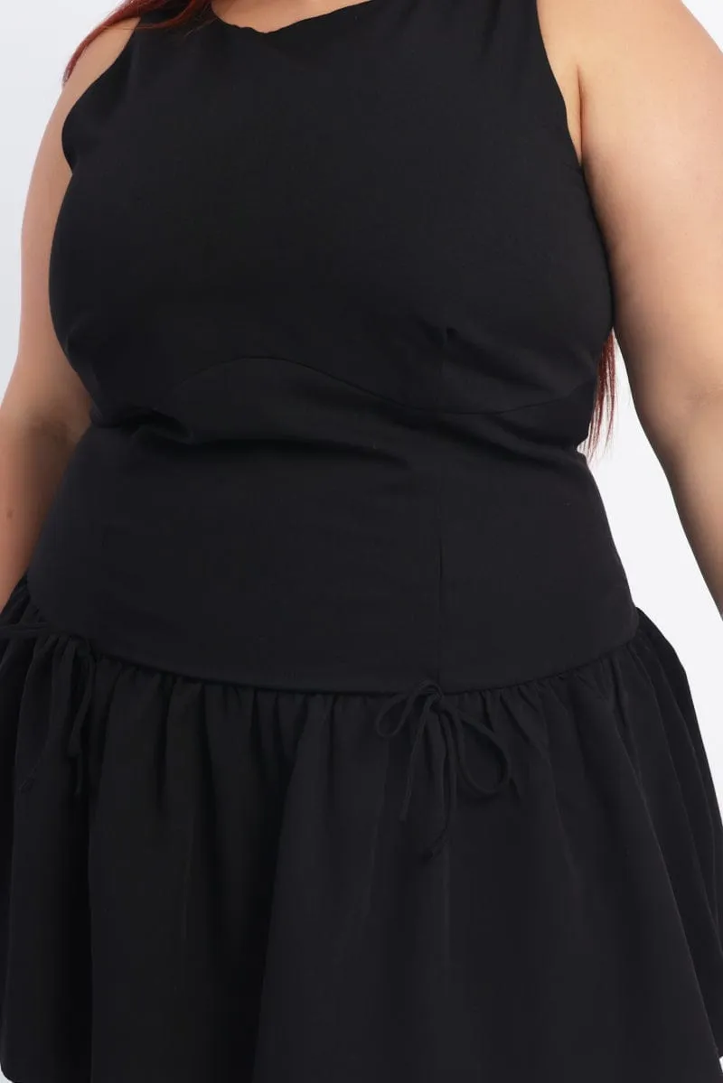 Beat Star Urban Fresh Black Drop Waist Mini Dress