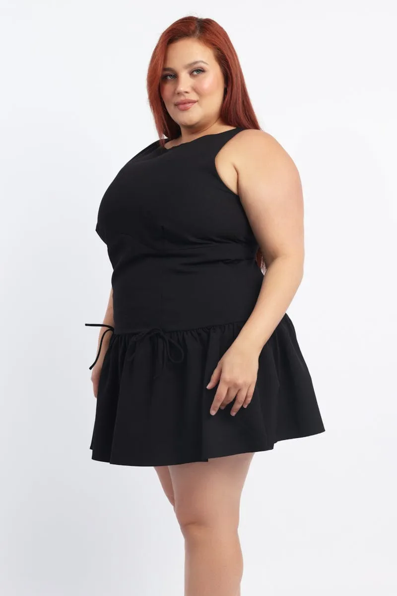 Walk Light Fashionable short dress for events Black Drop Waist Mini Dress