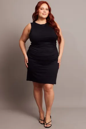 No Slip Grip Fashion Glow Black Mini Dress Sleeveless Crew Neck Supersoft