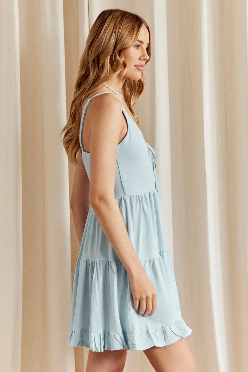 Blue A Line Dress Mini Comfort Look