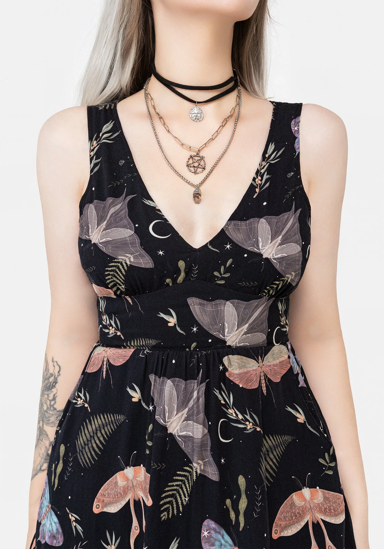 Adjustable Ties Nightmoth Corset Mini Dress