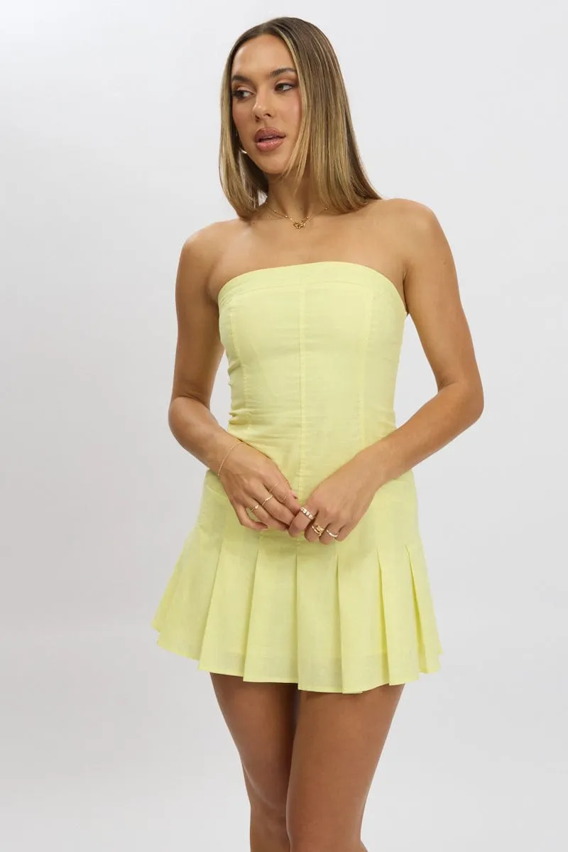 Shine Rush Yellow Strapless Mini Dress