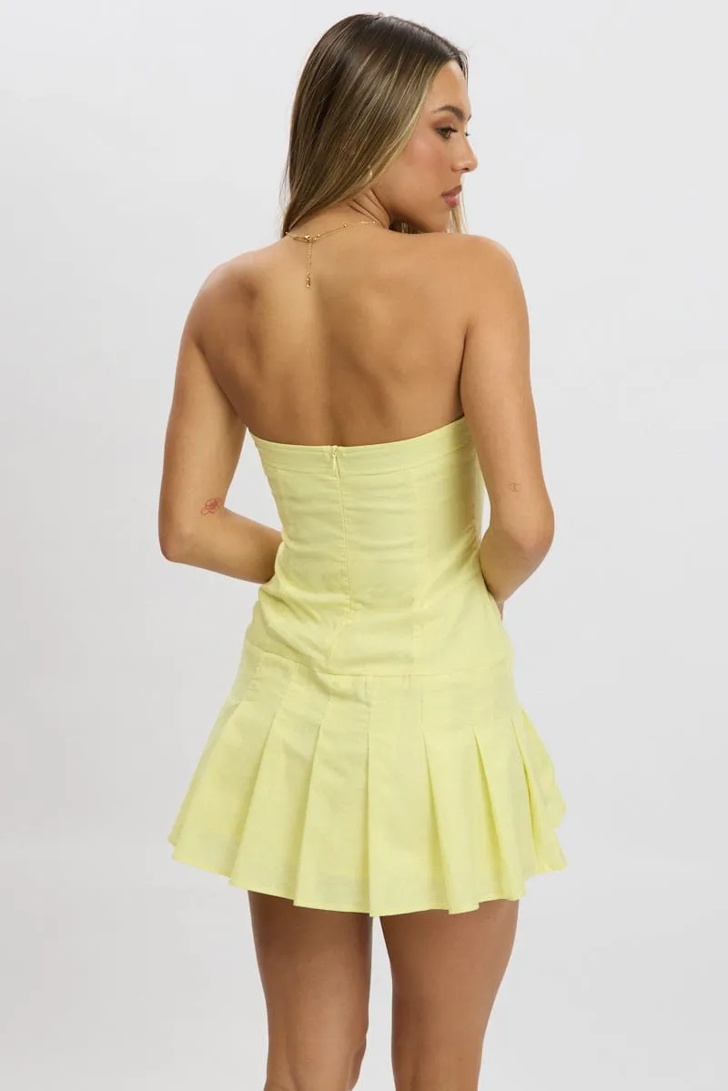 Shoot Ready Yellow Strapless Mini Dress