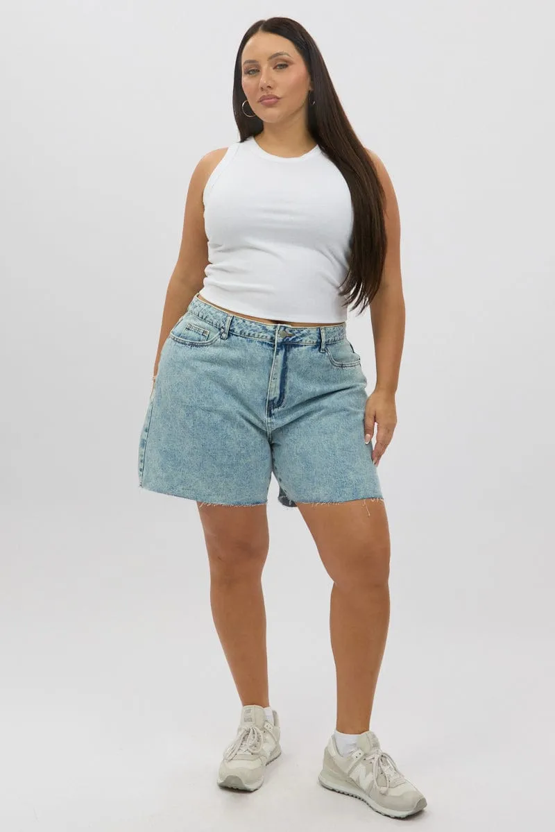 White Tank Top Crew Neck Rib Snow Core Cozy Fit