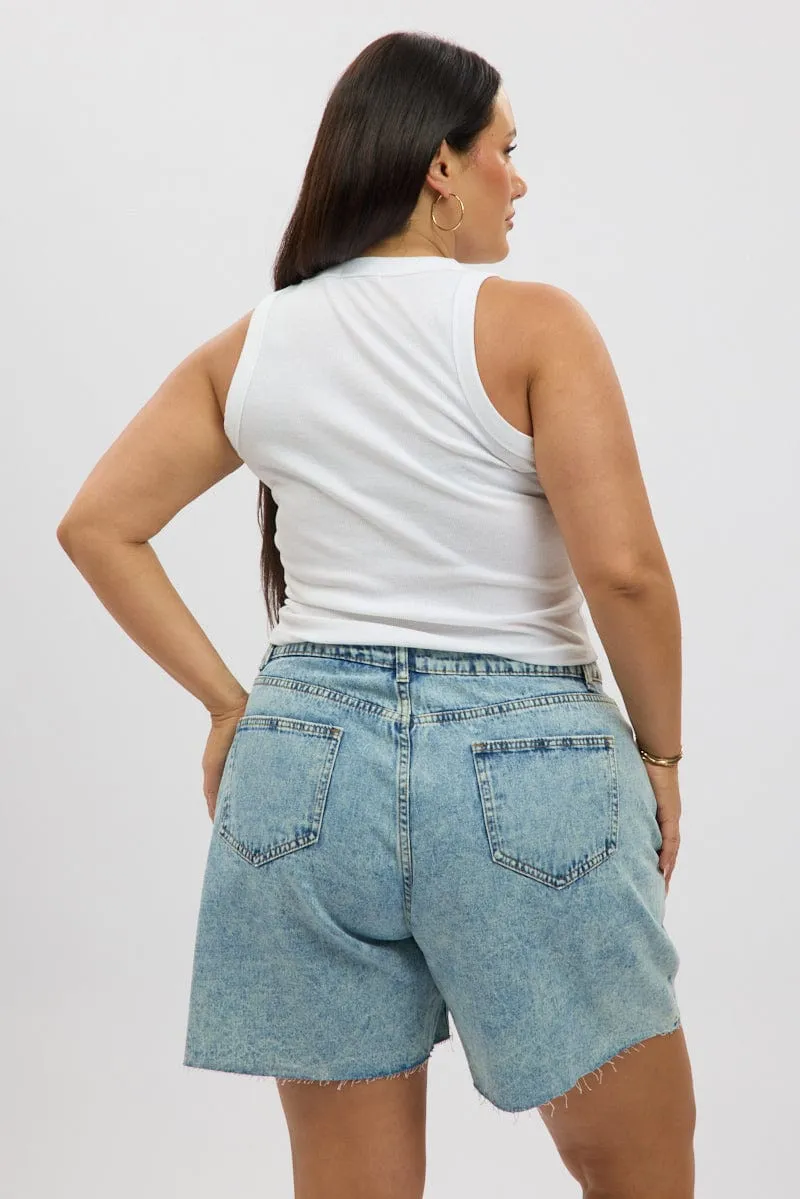 Rugged shoes Serene Ease White Tank Top Crew Neck Rib
